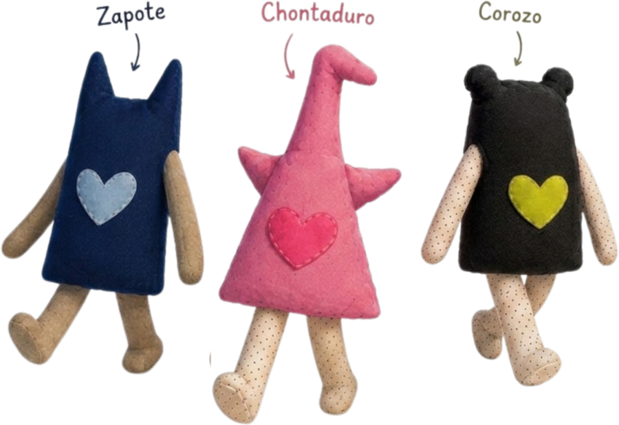 Personajes del kit: Zapote, Chontaduro y Corozo